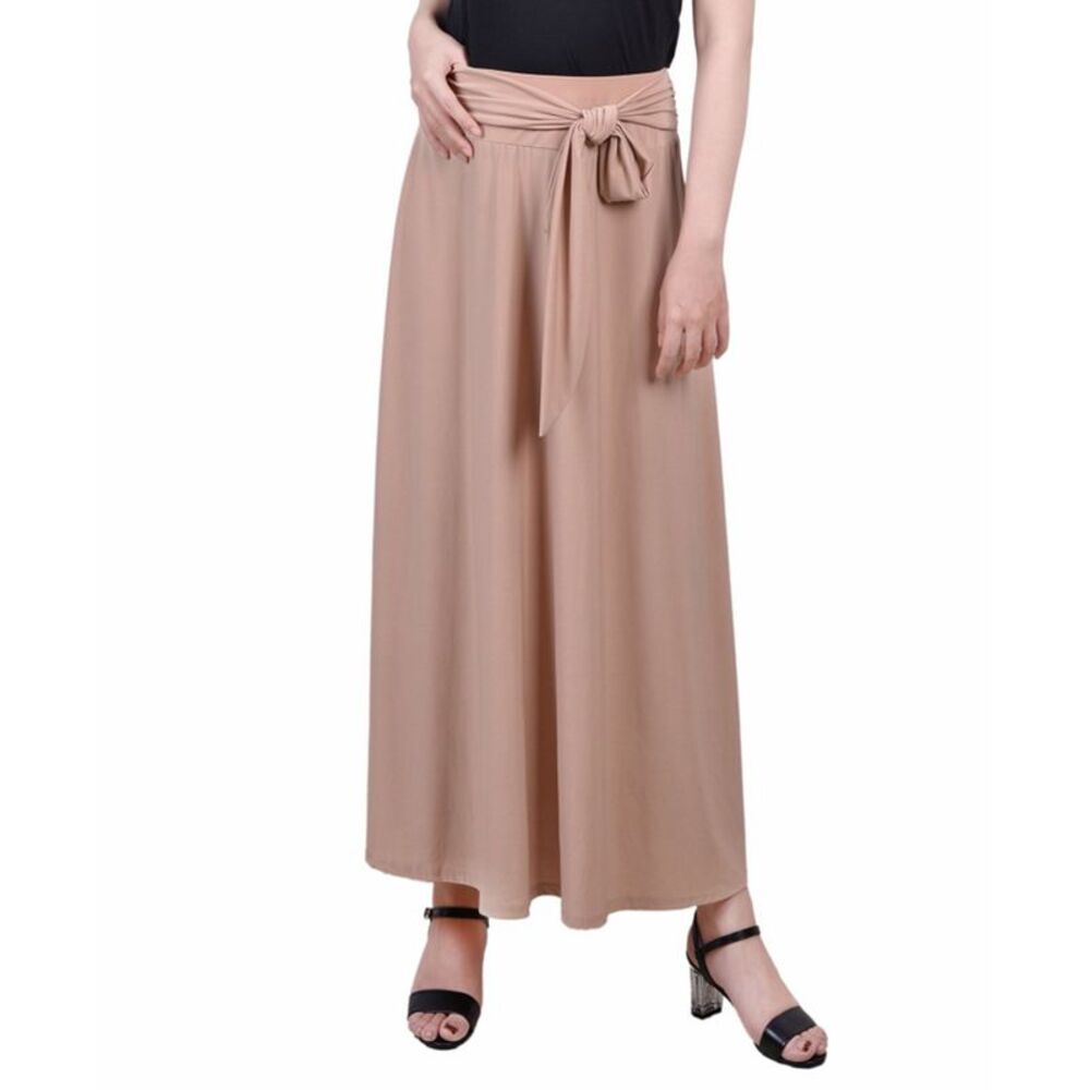 NY Collection Petite Maxi Skirt With Sash Waist Tie